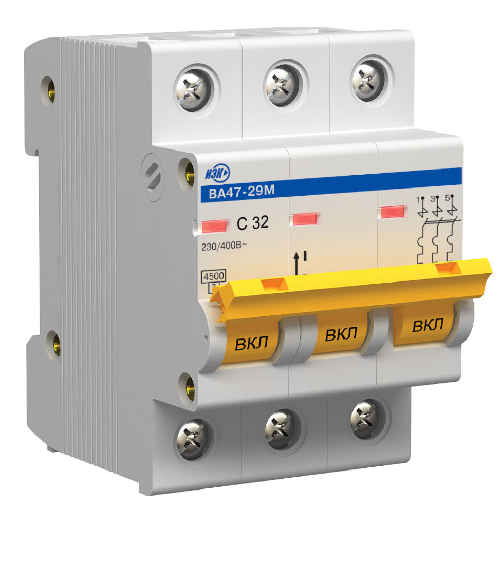 Выключатель автоматический трехполюсный 10А C ВА47-29 4.5кА MVA20-3-010-C  Цена 330,00 | Элсан